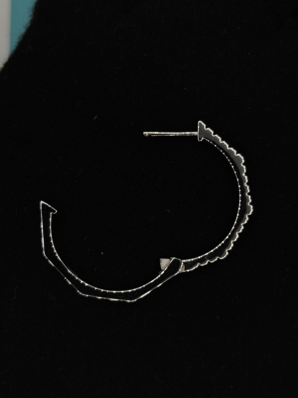 Moissanite Sterling Silver Cubic Zirconia Curved Hoop Earrings - Picture 5 of 6